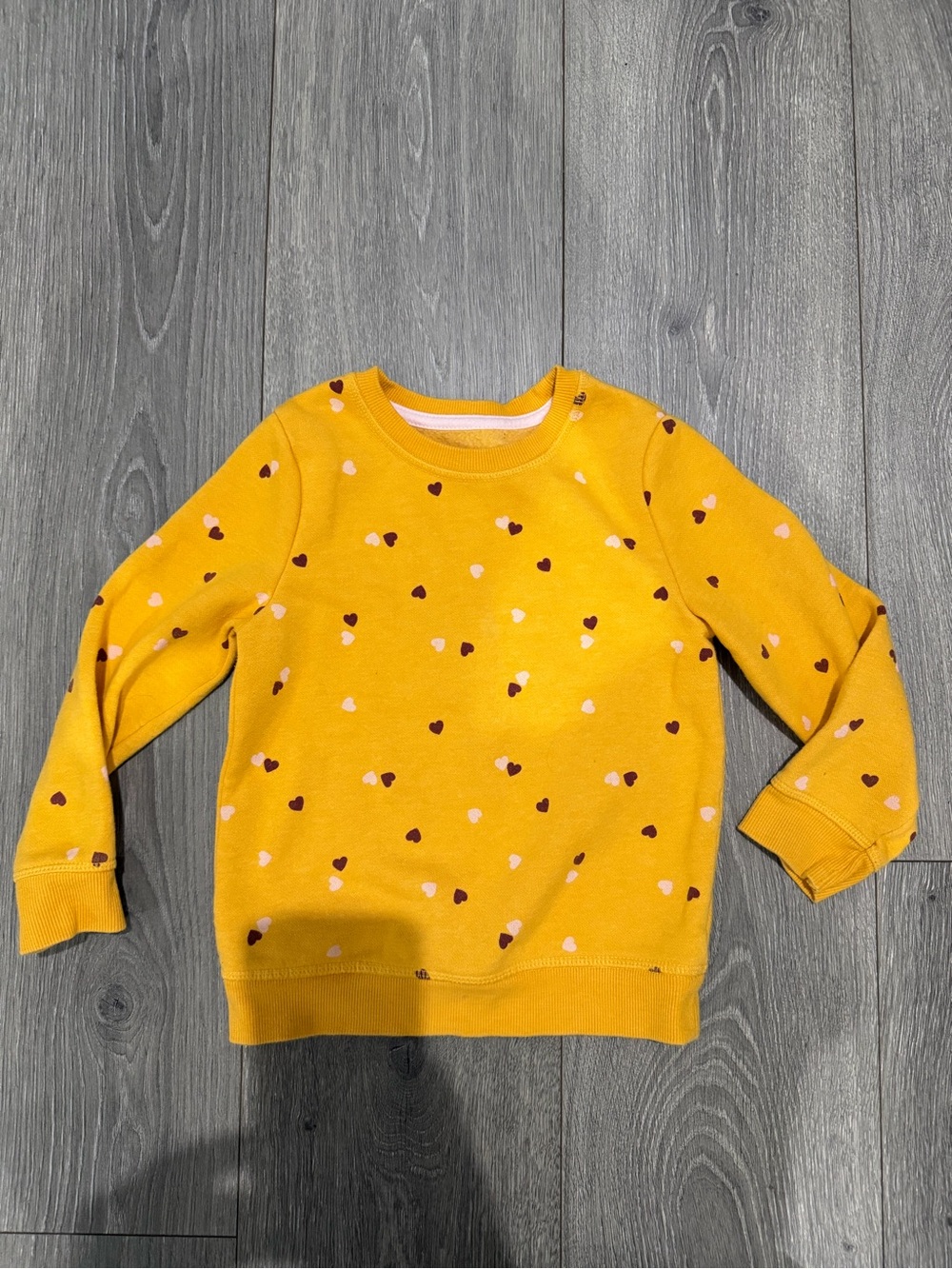 Cat and Jack Yellow Heart-Print Long Sleeve Sweatshirt Size 4T